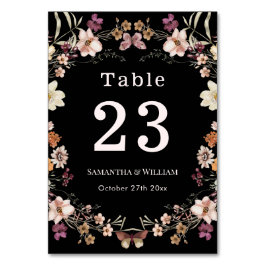 黒エレガント王室のパステルワイルドフラワーボホ結婚の テーブルナンバー