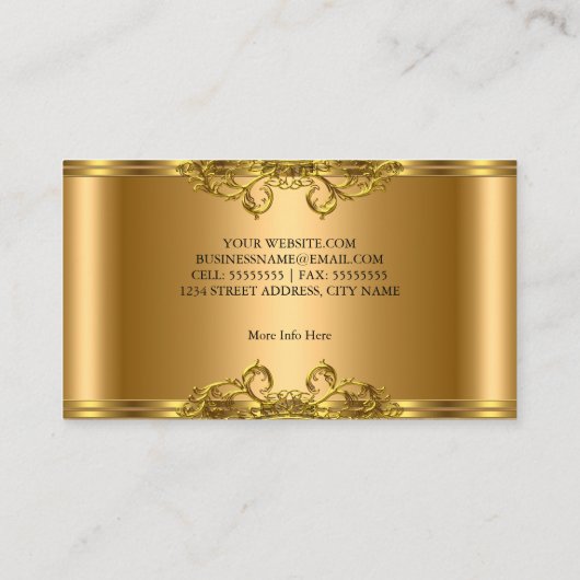 黒エレガント王室の金ゴールドプロフェッショナル 名刺 (裏面)