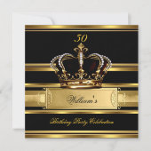 黒エレガント王室の金ゴールド誕生日プリンスキング2a 招待状 (正面)