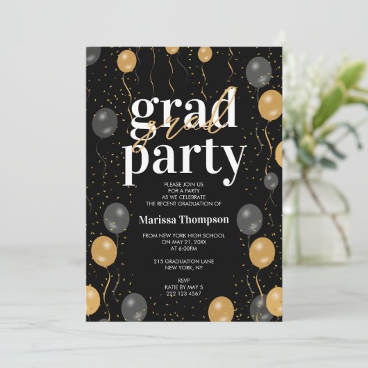 黒エレガント球と金ゴールド球の卒業 招待状 (スタンド正面)