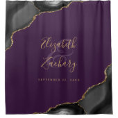 黒エレガント瑪瑙金ゴールドパープル結婚ズ シャワーカーテン (正面)