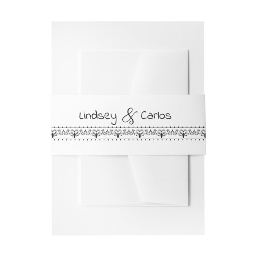 黒エレガント白お洒落デザイン 招待状ベリーバンド (正面例)