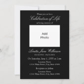 黒エレガント白お祝いの写真 招待状 (正面)