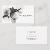 黒エレガント白さくらんぼ花 名刺 (正面/裏面)
