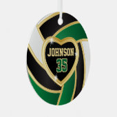 黒エレガント白とダークグリーン🏐バレーボール メタルオーナメント (正面右)