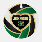 黒エレガント白とダークグリーン🏐バレーボール メタルオーナメント (裏面)