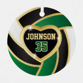 黒エレガント白とダークグリーン🏐バレーボール メタルオーナメント (正面)