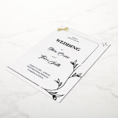 黒エレガント白のカー結婚ド 箔招待状 (回転した状態)