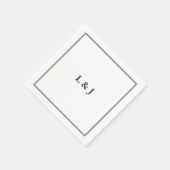 黒エレガント白のクラシック文字結婚の スタンダードカクテルナプキン (角)
