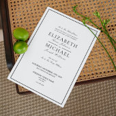黒エレガント白のクラシック文字結婚の 招待状
