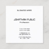 黒エレガント白のシンプルテンプレートモダン スクエア名刺 (裏面)