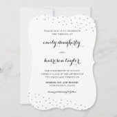 黒エレガント白のデリケート結婚ドット 招待状 (正面)