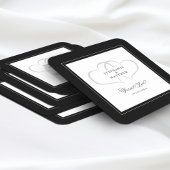 黒エレガント白のハート結婚永遠の愛 スクエアペーパーコースター