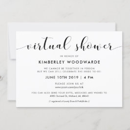 黒エレガント白のバーチャルシャワー 招待状
