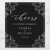 黒エレガント白のワ結婚インワインラベル ワインラベル (シングルラベル)