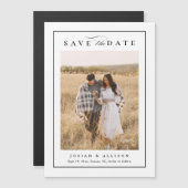 黒エレガント白の写真結婚式の日付を保存 (正面/裏面)