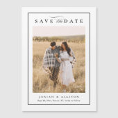 黒エレガント白の写真結婚式の日付を保存 (正面)