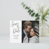 黒エレガント白の写真Date Announを保存 案内ポストカード (スタンド正面)