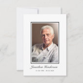 黒エレガント白の台本の葬儀写真 サンキューカード (正面)