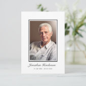 黒エレガント白の台本の葬儀写真 サンキューカード (スタンド正面)