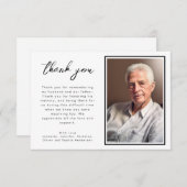 黒エレガント白の台本の葬儀写真 サンキューカード (正面/裏面)