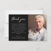 黒エレガント白の台本の葬儀写真 サンキューカード (正面)