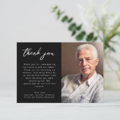 黒エレガント白の台本の葬儀写真 サンキューカード (スタンド正面)