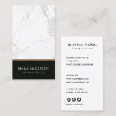 黒エレガント白の大理石テクスチャプロフェッショナル 名刺 (正面/裏面)