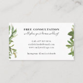 黒エレガント白の植物離れ文字 名刺 (裏面)