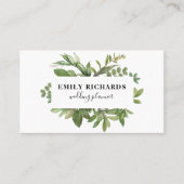 黒エレガント白の植物離れ文字 名刺 (正面)