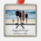 黒エレガント白の水牛の格子弓 メタルオーナメント (正面)