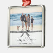 黒エレガント白の水牛の格子弓 メタルオーナメント (左)