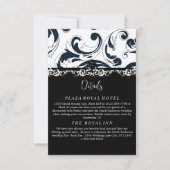 黒エレガント白の渦巻き王室の囲いカード 招待状 (正面)