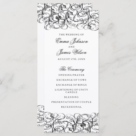 黒エレガント白の渦巻き結婚計画 プログラム (正面/裏面)