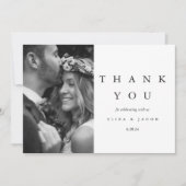 黒エレガント白の結婚写真 サンキューカード (正面)