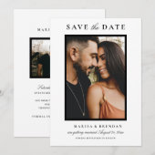 黒エレガント白の結婚写真 セーブザデート (正面/裏面)