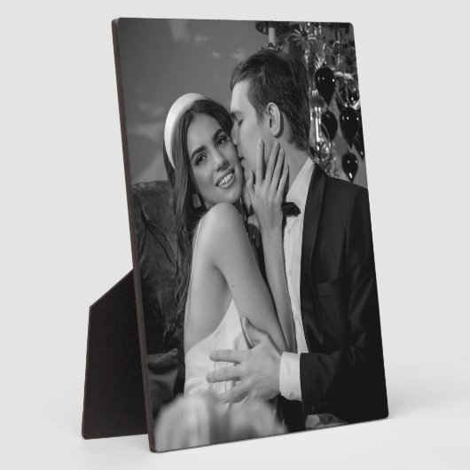 黒エレガント白の結婚写真 フォトプラーク (側面)