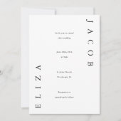 黒エレガント白の結婚写真 招待状 (正面)