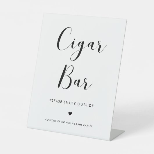 黒エレガント白の結婚葉巻バー 台座サイン (正面)