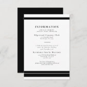 黒エレガント白の結婚詳細 招待状 (正面/裏面)