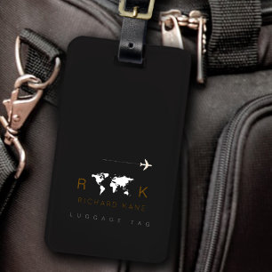 黒エレガント白の荷物識別子 ラゲッジタグ