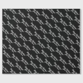 黒エレガント白の豪華な脚本 ラッピングペーパー (フラット)