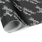黒エレガント白の豪華な脚本 ラッピングペーパー (ロールコーナー)