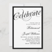 黒エレガント白の退職パーティの招待状 招待状 (正面)