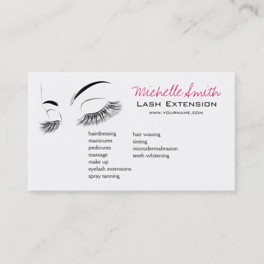 黒エレガント白まつげスケッチラッシュバー 名刺 (正面)