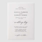 黒エレガント白を重ね結婚る ベラム紙招待状 (正面)