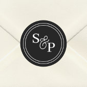 黒エレガント白アンパサンド・モノグラム結婚ズ ラウンドシール