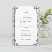 黒エレガント白アールデコミニマル結婚リスト 招待状 (スタンド正面)