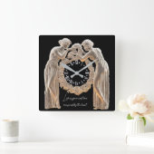 黒エレガント白アールデコ愛 スクエア壁時計 (ホーム)