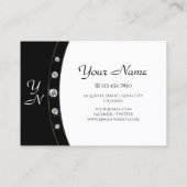 黒エレガント白イニシャルサイフェイクストン 名刺 (裏面)